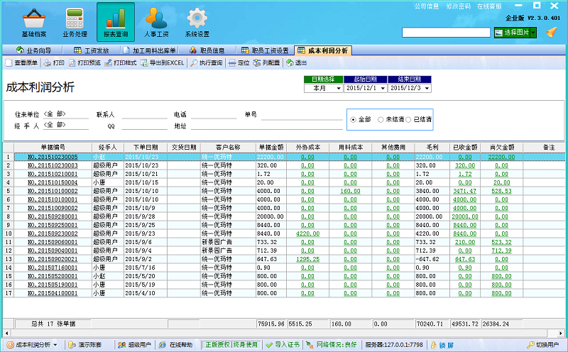 廣告公司財務(wù)軟件成本利潤分析