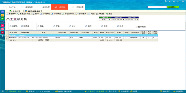 廣告公司管理軟件-員工業(yè)績分析