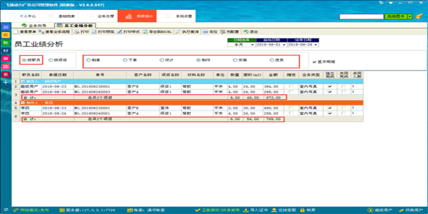 廣告公司管理軟件-員工業績分析